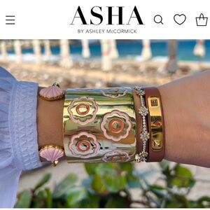 Brand new never worn Gold and Pink Floral Cuff Bracelet